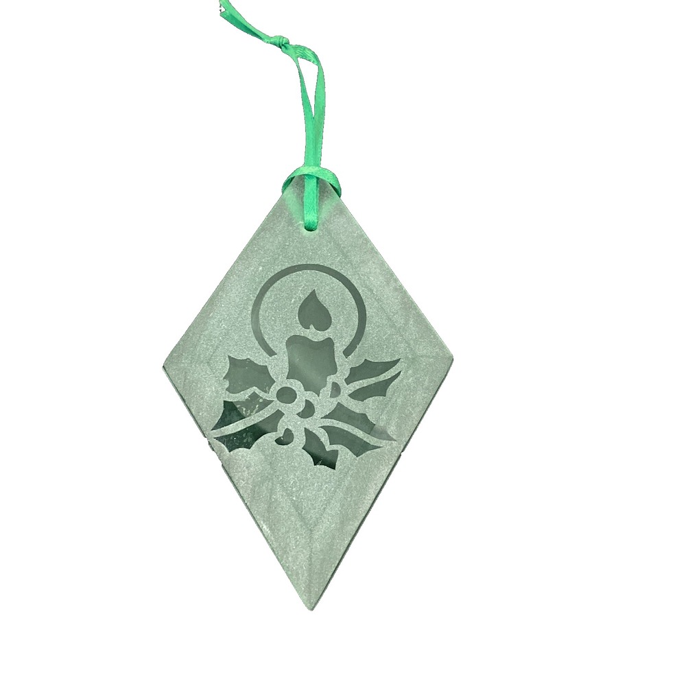 glass christmas tree ornament GREEN CANDLE DIAMOND